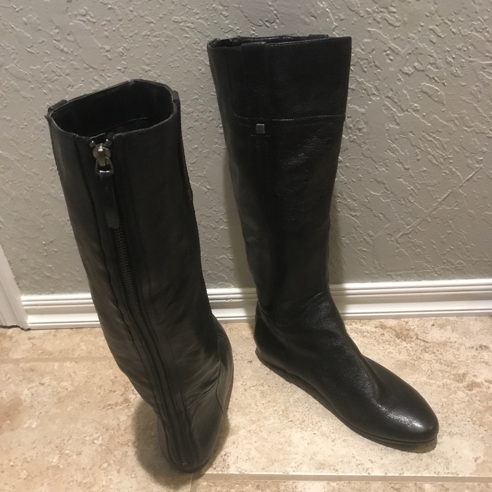Black leather riding boots
